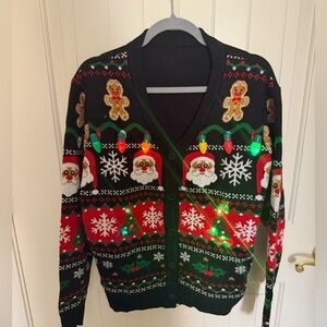 NWOT Holiday Black Cardigan with LED Lights